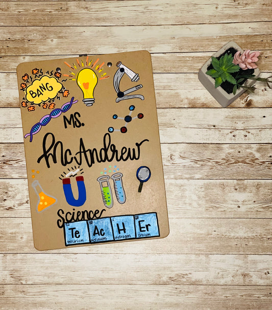 Personalized science teacher clipboard